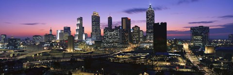 Framed Atlanta skyline at night, Georgia, USA Print