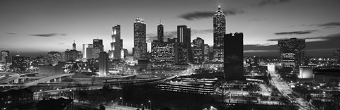 Framed Atlanta skyline in black and white, Georgia, USA Print