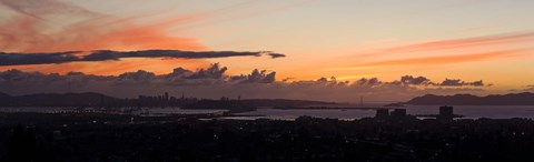 Framed City view at dusk, Emeryville, Oakland, San Francisco Bay, San Francisco, California, USA Print