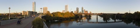 Framed Skyscrapers in a city, Lamar Street Pedestrian Bridge, Austin, Texas, USA Print