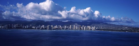 Framed City at the waterfront, Waikiki, Honolulu, Oahu, Hawaii, USA Print