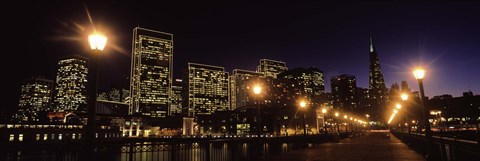 Framed San Francisco Skyline at Night Print