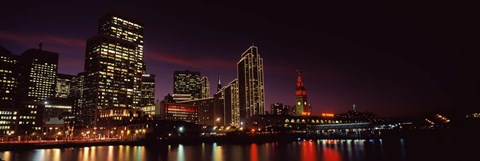 Framed Night view of San Francisco, California Print