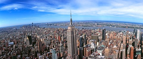 Framed Aerial view of New York City with empire state building, New York State Print