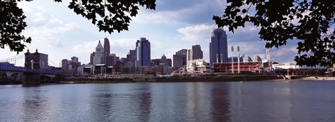 Framed City at the waterfront, Ohio River, Cincinnati, Hamilton County, Ohio Print