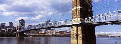 Framed John A. Roebling Bridge across the Ohio River, Cincinnati, Ohio Print