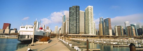 Framed Columbia Yacht Club with city skyline, Chicago, Cook County, Illinois, USA Print