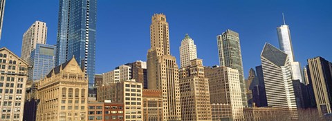 Framed Low angle view of city skyline, Michigan Avenue, Chicago, Cook County, Illinois, USA Print