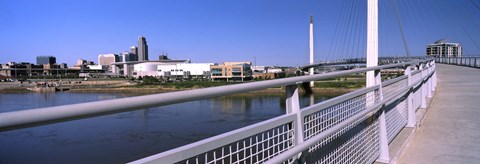 Framed Bridge across a river, Bob Kerrey Pedestrian Bridge, Missouri River, Omaha, Nebraska, USA Print