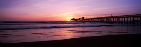 Framed Pier in the pacific ocean at dusk, San Diego, California Print