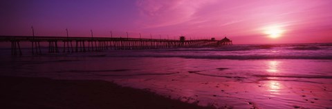 Framed San Diego Pier at dusk, San Diego, California Print