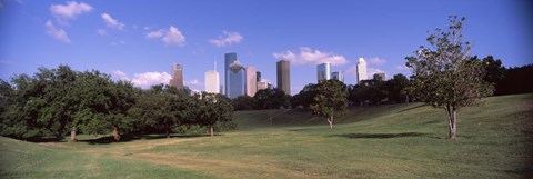 Framed Downtown skylines viewed from a park, Houston, Texas, USA Print