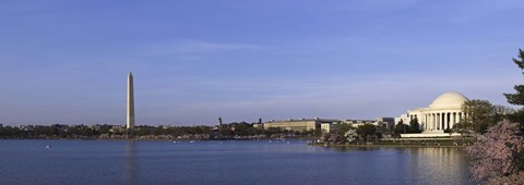 Framed Cherry blossoms at the Tidal Basin, Jefferson Memorial, Washington Monument, National Mall, Washington DC, USA Print