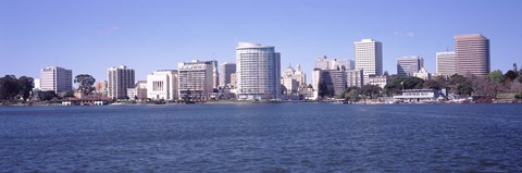 Framed Skyscrapers in a lake, Lake Merritt, Oakland, California, USA Print