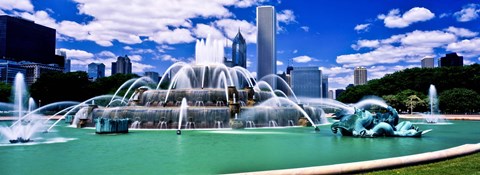 Framed Buckingham Fountain in Grant Park, Chicago, Cook County, Illinois, USA Print