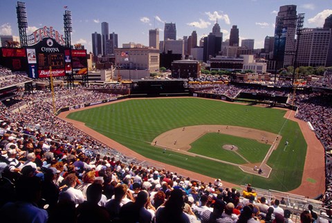 Framed Home of the Detroit Tigers Baseball Team, Comerica Park, Detroit, Michigan, USA Print