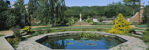 Framed Garden pond, English Walled Garden, Chicago Botanic Garden, Glencoe, Cook County Forest Preserves, Cook County, Illinois, USA Print