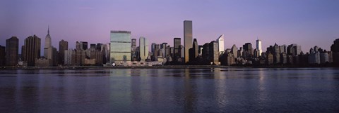 Framed Buildings viewed from Queens, United Nations Secretariat Building, Midtown Manhattan, New York City, New York State, USA Print