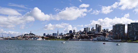 Framed Skyscrapers, Transamerica Pyramid, Ghirardelli Building, Coit Tower, Marina Park, San Francisco, California Print