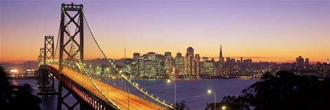 Framed San Francisco Bay Bridge At Dusk, California Print