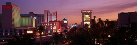 Framed Casinos At Twilight, Las Vegas, Nevada, USA Print