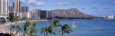 Framed Waikiki Beach, Honolulu, Hawaii, USA Print
