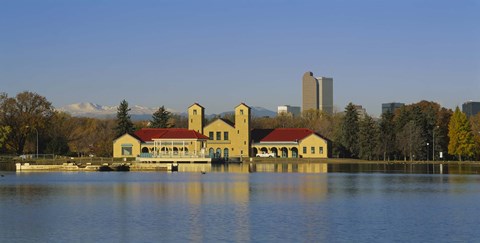 Framed Buildings at the waterfront, City Park Pavilion, Denver, Colorado, USA Print