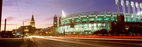 Framed Low angle view of a baseball stadium, Jacobs Field, Cleveland, Ohio, USA Print