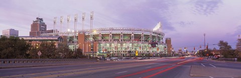 Framed Baseball stadium at the roadside, Jacobs Field, Cleveland, Cuyahoga County, Ohio, USA Print