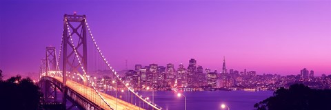 Framed Bay Bridge at Night, San Francisco Print