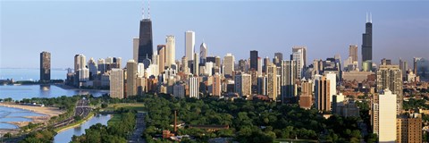Framed Skyline with Hancock Building and Sears Tower, Chicago, Illinois Print