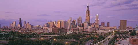 Framed View Of A Cityscape At Twilight, Chicago, Illinois, USA Print