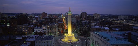 Framed High angle view of a monument, Washington Monument, Mount Vernon Place, Baltimore, Maryland, USA Print