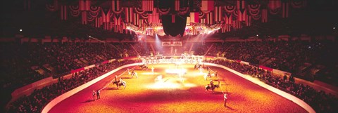 Framed Group of people performing with horses in a stadium, 100th Stock Show And Rodeo, Fort Worth, Texas, USA Print
