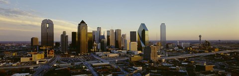 Framed High angle view of buildings in a city, Dallas, Texas, USA Print