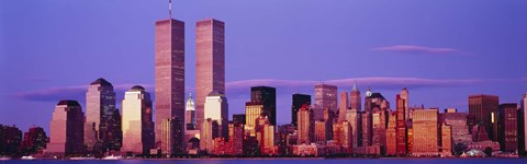 Framed Manhattan skyline with the Twin Towers, New York City, New York State, USA Print