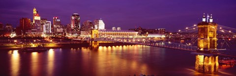 Framed USA, Ohio, Cincinnati, night Print