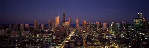 Framed Chicago Skyline at Night Print