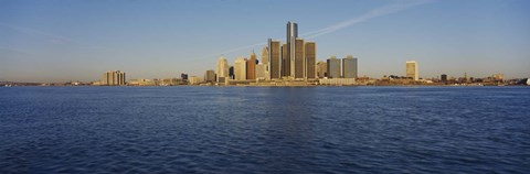 Framed Skyscrapers on the waterfront, Detroit, Michigan, USA Print