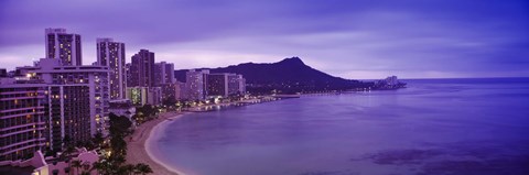 Framed Diamond Head, Waikiki, Oahu, Honolulu, Hawaii Print