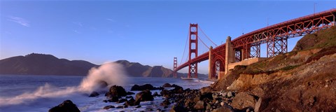 Framed Bridge across the bay, San Francisco Bay, Golden Gate Bridge, San Francisco, Marin County, California, USA Print