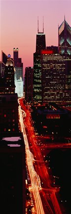 Framed Sunset Aerial Michigan Avenue Chicago IL USA Print
