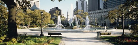 Framed Fountain in a park, Swann Memorial Fountain, Logan Circle, Philadelphia, Philadelphia County, Pennsylvania, USA Print