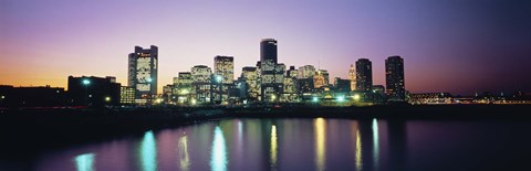 Framed Buildings lit up at dusk, Boston, Suffolk County, Massachusetts, USA Print