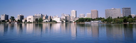 Framed Panoramic View Of The Waterfront And Skyline, Oakland, California, USA Print