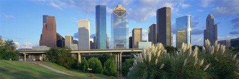 Framed Aerial View of Houston Skyscrapers, Texas Print