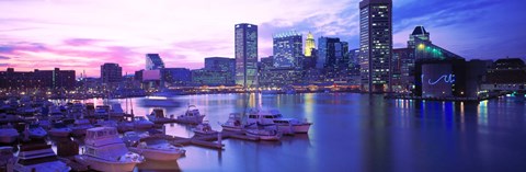 Framed Sunset, Inner Harbor, Baltimore, Maryland, USA Print