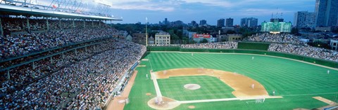 Framed High angle view of spectators in a stadium, Wrigley Field, Chicago Cubs, Chicago, Illinois, USA Print