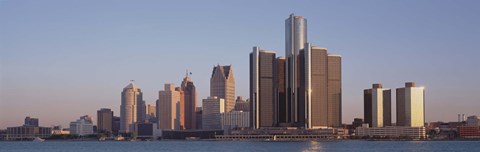 Framed Detroit, Michigan Daytime Skyline Print