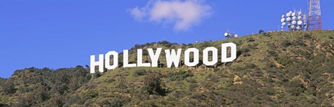 Framed Low angle view of a Hollywood sign on a hill, City Of Los Angeles, California, USA Print
